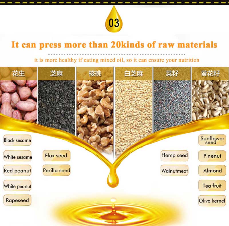 It can press more than 20kinds of raw materials