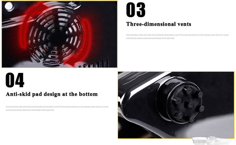 Three-dimensional vents;Anti-skid pad design at the bottom