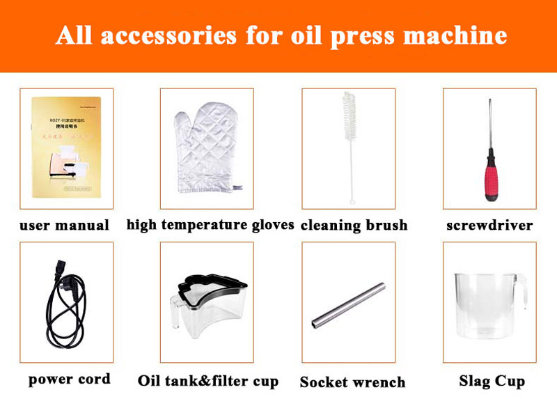 AII accessories for oil press machine