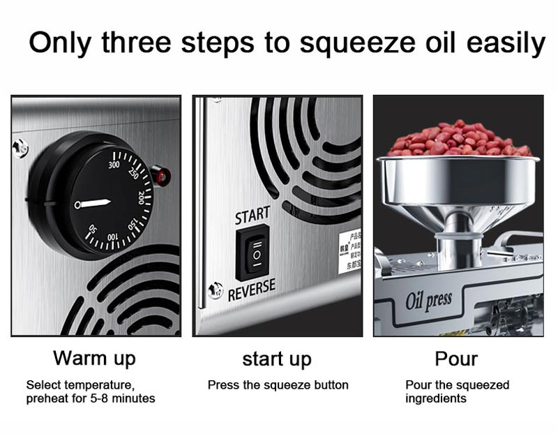 Only three steps to squeeze oil easily