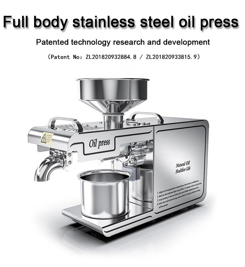 Full body stainless steel oil press